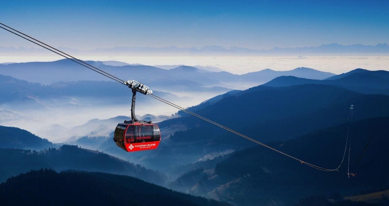Visitors take the cable car to reach the summit of Mount Fansipan 